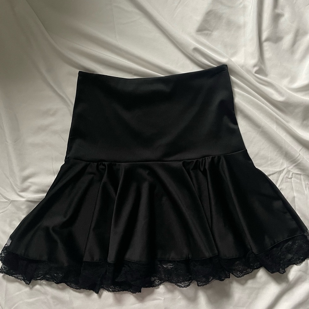 black lace mini skirt